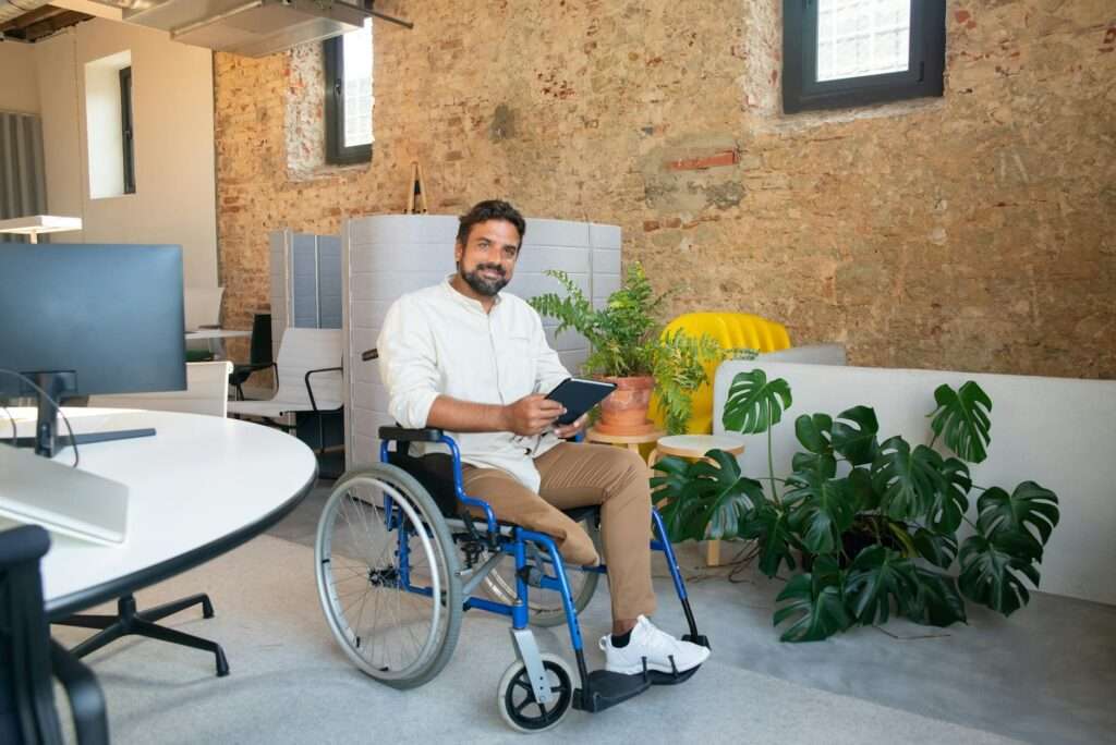 photo of man on a wheelchair