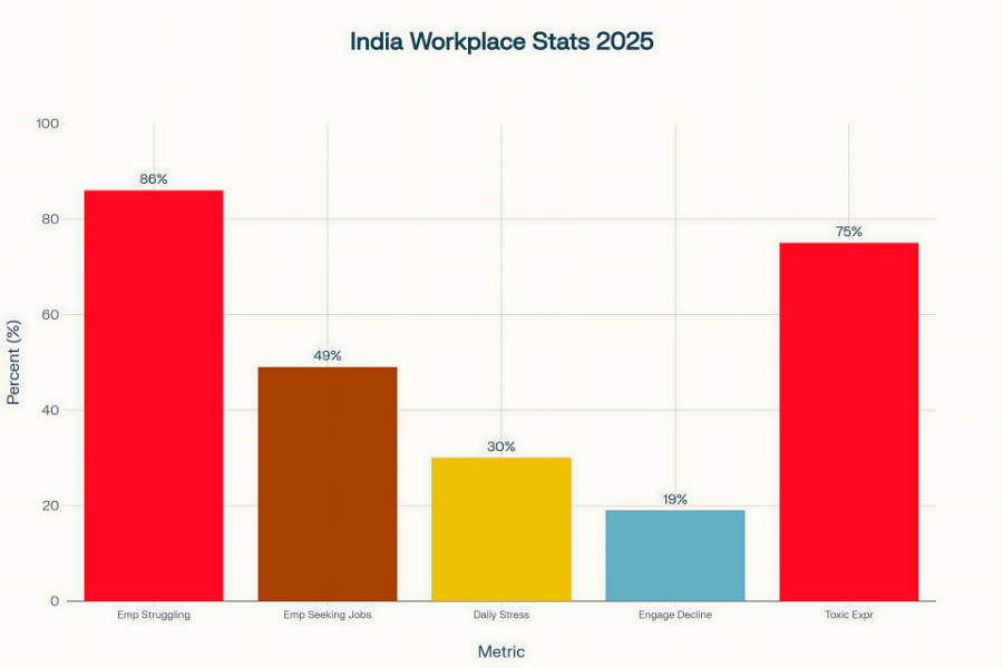 ‘Replaceable?’ India’s Viral Resignation That Sparked a Workplace Revolution 2 India's Workplace Crisis: Key Statistics Revealing the State of Employee Well-being in 2025