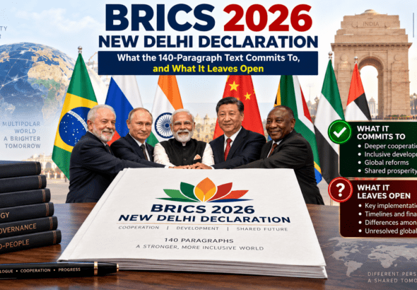 BRICS 2026 New Delhi Declaration: What the 140-Paragraph Text Commits To, and What It Leaves Open