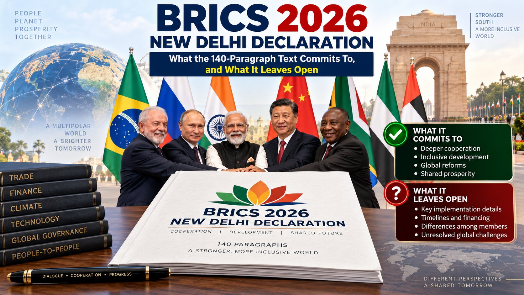 BRICS 2026 New Delhi Declaration: What the 140-Paragraph Text Commits To, and What It Leaves Open