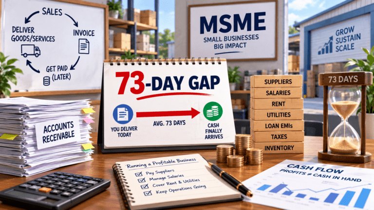 Why Profitable MSMEs Still Run Out of Cash: The 73-Day Gap Behind the Squeeze