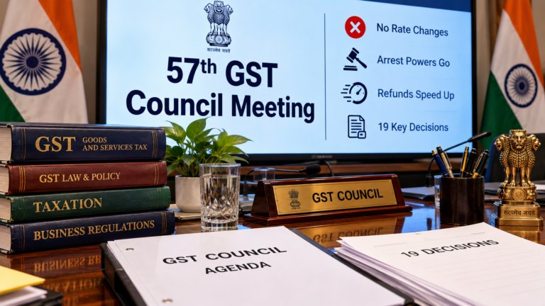 57th GST Council Meeting: No Rate Changes, but Arrest Powers Go and Refunds Speed Up. What 19 Decisions Mean for Businesses and Taxpayers