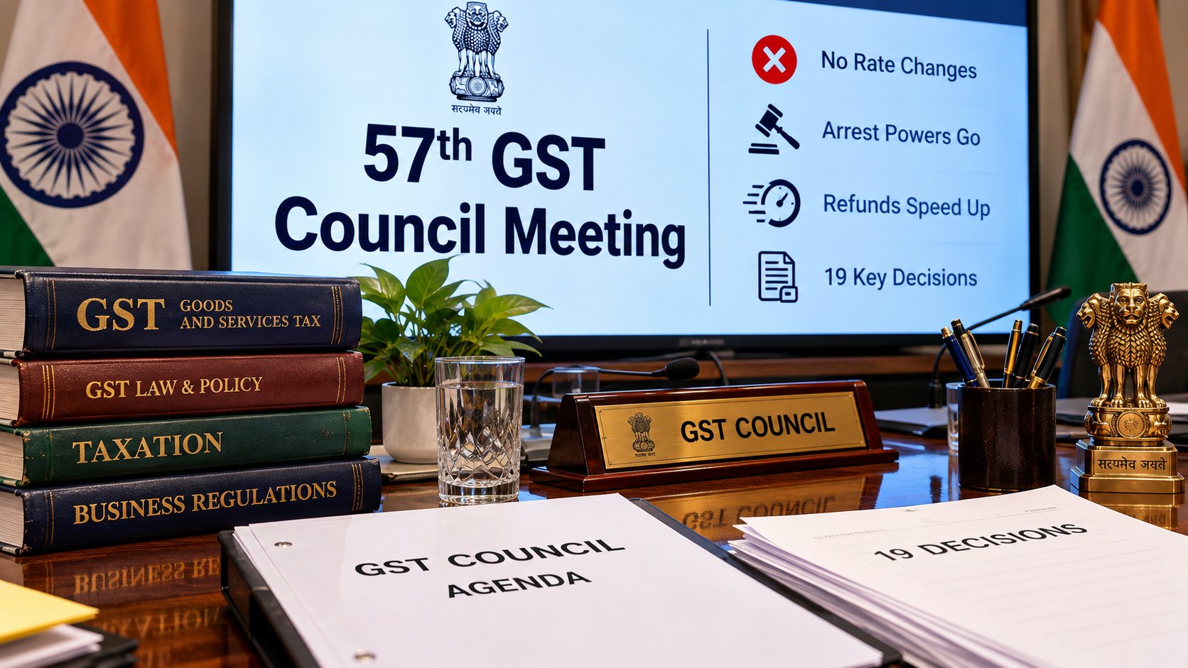 57th GST Council Meeting: No Rate Changes, but Arrest Powers Go and Refunds Speed Up. What 19 Decisions Mean for Businesses and Taxpayers