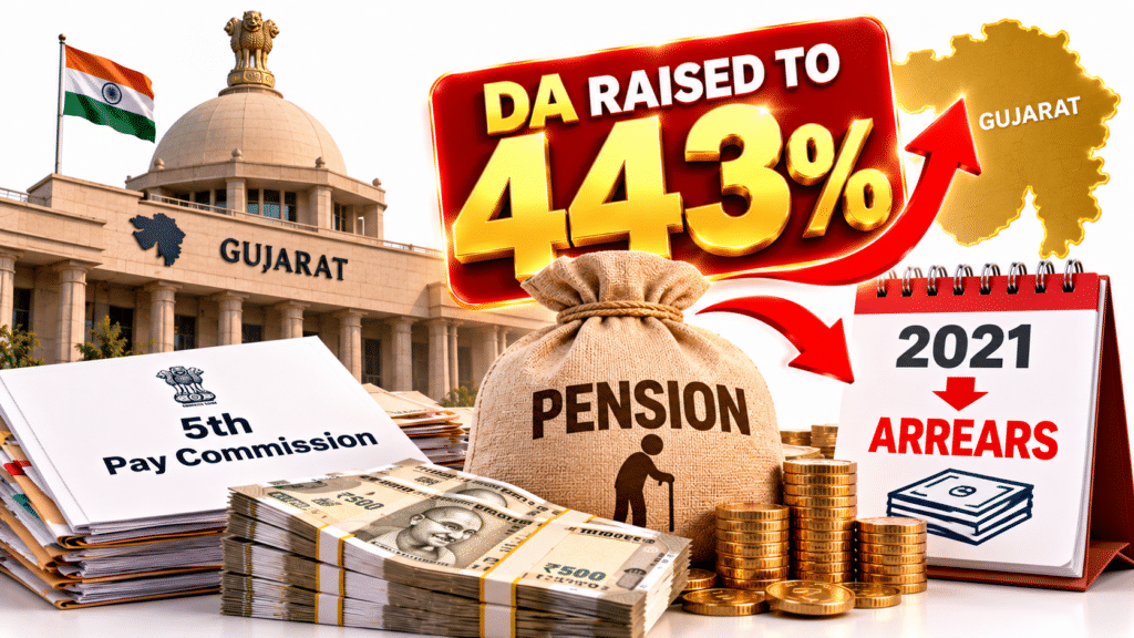 Gujarat’s 5th Pay Commission Pensioners Get DA Raised to 443% — With Arrears Going Back to 2021