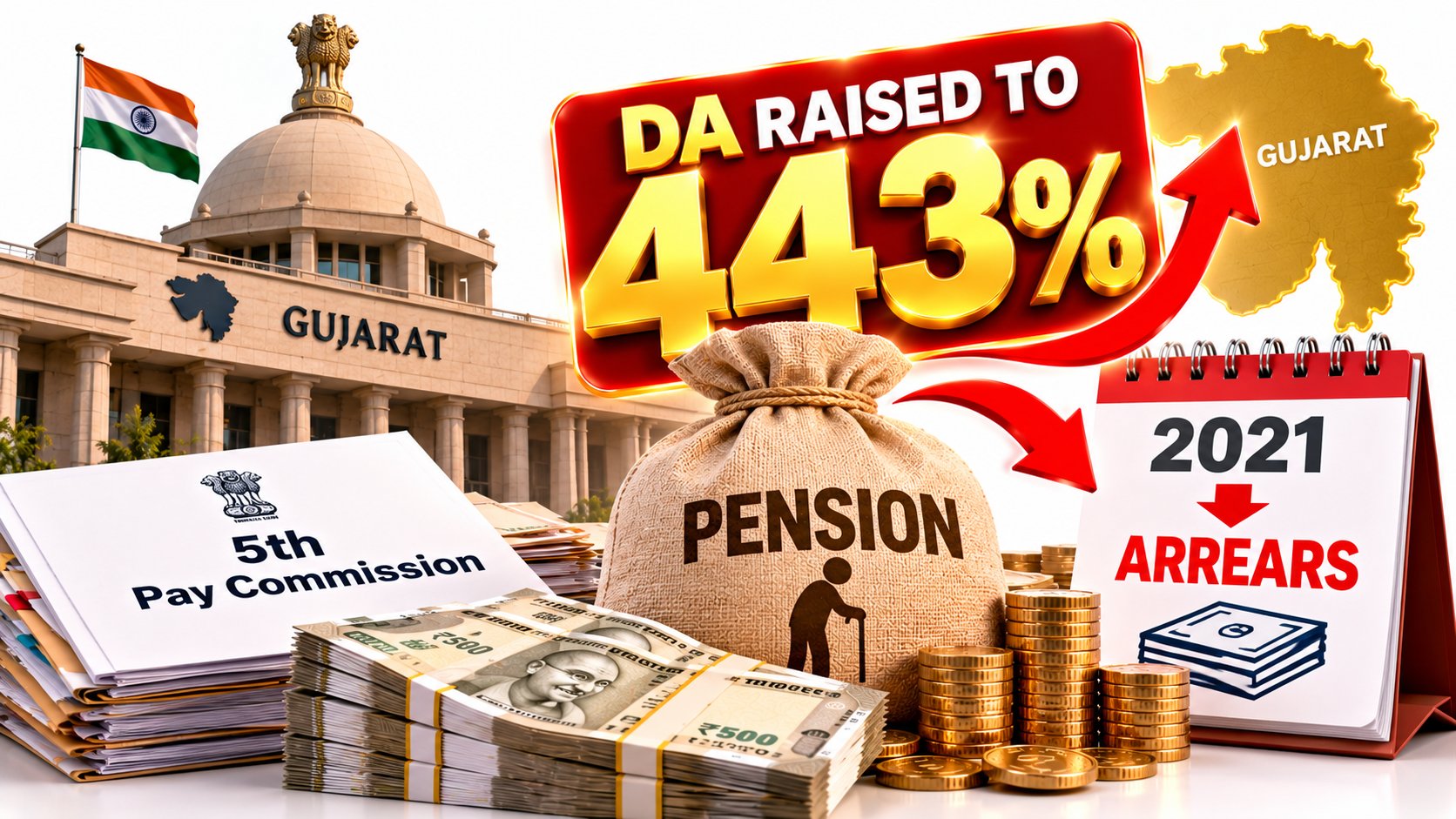 Gujarat’s 5th Pay Commission Pensioners Get DA Raised to 443% — With Arrears Going Back to 2021 3 Gujarat’s 5th Pay Commission Pensioners Get DA Raised to 443% — With Arrears Going Back to 2021