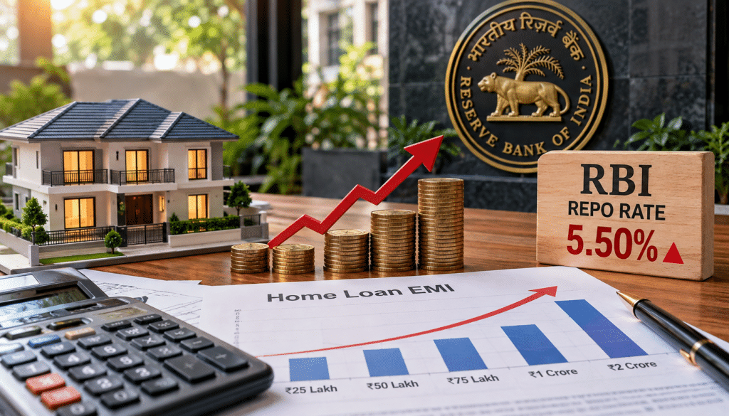 Home Loan EMI Set to Rise as RBI Lifts Repo Rate to 5.50%: What a 0.25 Point Hike Adds to ₹25 Lakh to ₹2 Crore Loans