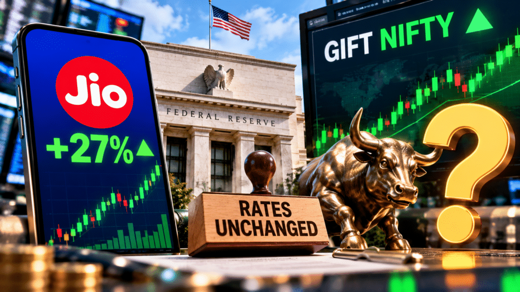 Jio Lists at a 27% Gain, the Fed Holds Rates and GIFT Nifty Turns Green. Is a Rally Next?