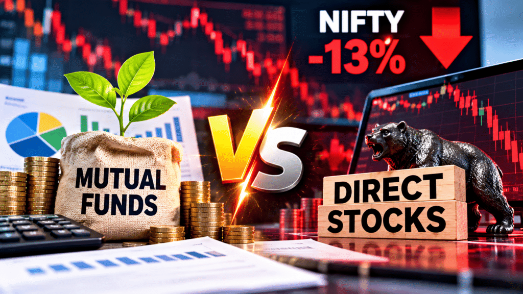 Mutual Funds vs Direct Stocks When the Nifty Is Down 13% — Which Holds Up Better in Volatile Markets?