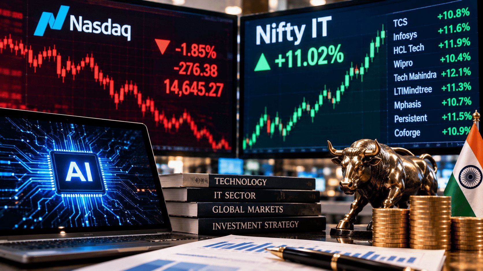 Nasdaq Falls on AI Fears While Nifty IT Jumps 11% — Can Indian IT Stocks Keep Rallying?