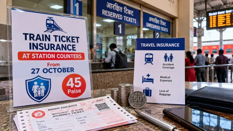 Train Ticket Insurance at Station Counters From 27 October — What 45 Paise Covers and Who Is Still Left Out