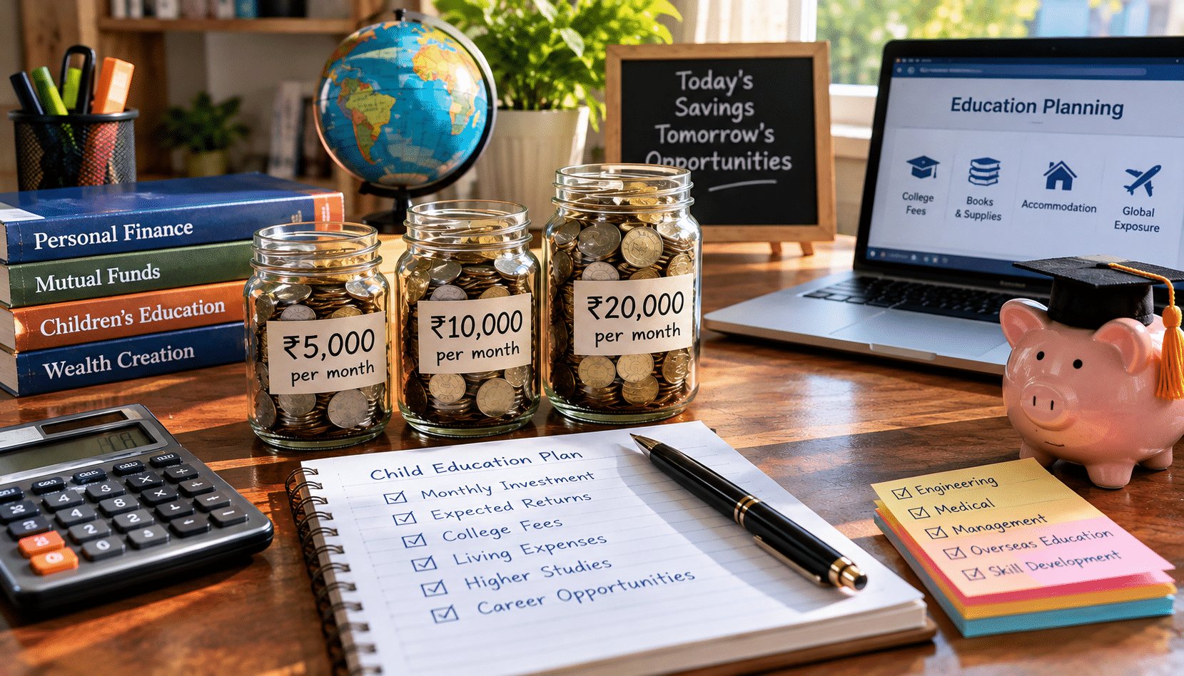 ₹5,000 vs ₹10,000 vs ₹20,000 a Month — How Much Will Your Child's Education Fund Grow, and What Will It Actually Pay For?